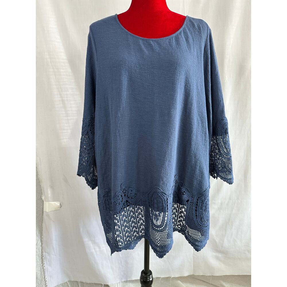 Adrianna Pappel Navy cotton long sleeved top